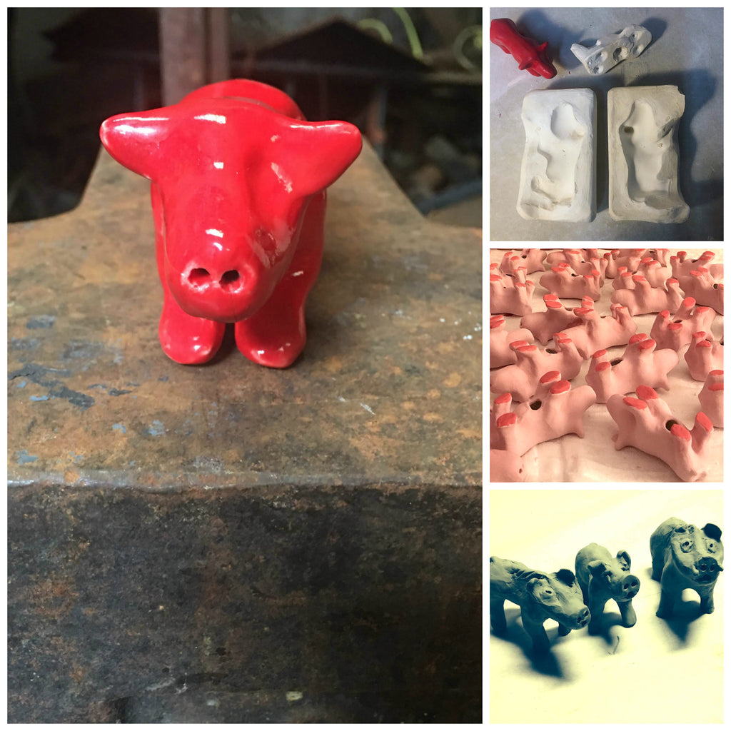 Ceramic Pig Shakers in production